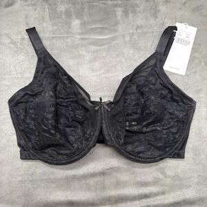 HSIA Lace Unlined Bra Sheer Plunge Underwire Support Black 34H